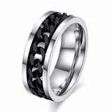 Cifeeo Christmas Gift 8mm Spinner Ring For Men Stainless Steel Cuba Chain Wedding Men's Anti Stress Jewelry