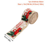 Christmas Gift 5M Christmas Ribbon Printed Burlap Ribbons For Gift Wrapping Wedding Decoration Hair Bows DIY Christmas Tree Ribbon Wreath Bows