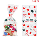 50pcs santa tree pattern christmas bags candy/gift wrapping opp plastic bags packaging for new year party decor christmas natal