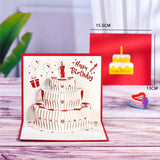 Happy Birthday Card for Girl Kids Wife Husband 3d Birthday Cake Pop-Up Greeting Cards Postcards Gifts with Envelope