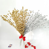 Christmas Gift Artificial Foam Pistachio Simulation Fake Flower Christmas Golden Glitter Decoration Home Poly Plastic Flower