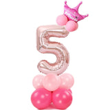 14 pcs Number Balloon Stand Foil Digital Balloons With Crow Wedding Birthday Party Decorations Kids Boy Girl Baby Shower Balloon