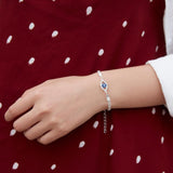 Christmas Gift Luxury Silver Plated Charm Bracelets CZ Crystal Blue Evil Eye Bracelet Enamel Turkish Lucky Eye Beads Bracelet for Women Jewelry