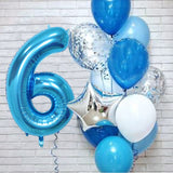 12Pcs/set Blue Number Foil Latex Balloons for Kids Birthday Party Decoration 1st One Year Birthday Boy Decor Baby Shower Balloon