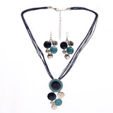 Fashion New Jewelry Sets Green Rope Chain Round Beads Pendant Necklace Drop Earring High Quality Bridal Wedding Summer Jewelry