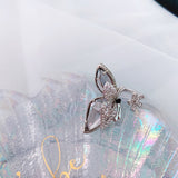 HZ 2023 New Korean Transparent Rhinestones Crystal Butterfly Colorful Acrylic Adjustable Rings for Women Girls Sweet Jewelry