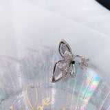 HZ 2020 New Korean Transparent Rhinestones Crystal Butterfly Colorful Acrylic Adjustable Rings for Women Girls Sweet Jewelry