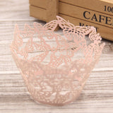 Christmas Gift 10PCS Lovely Butterfly Little Vine Lace Laser Cut Cupcake Paper Wrapper Liner Baking Cup Home/Wedding/Birthday Party Decoration