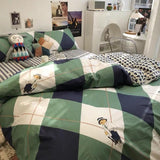 Cifeeo Rainbow Bedding Set Cartoon Printed Bed Linen Sheet Adult Kids Childs 4IN1 3IN1 Bedsheet with Duvet Cover Pillowcase All Season