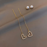 New Classic Pendant Peach Heart Love Modeling Ear Line Fashion Korean Jewelry For Woman Party Girl’s Dangle Earrings