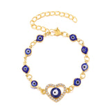 Christmas Gift Turkish Lucky Evil Eye Bracelet Gold Color Bangle Rhinestone Blue Eyes Letter Bracelet For Women Men Couple Gothic Jewelry