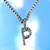 A-Z Custom Rhinestone Tennis Chain Letter Necklace for Women Men HipHop Jewelry Alphabet Pendant Necklace Choker Chain Wholesale