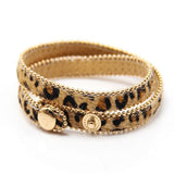 Leopard Leather Bracelets For Women  Fashion Bracelets & Bangles Elegant Multilayer Wide Wrap Charm Bracelet Jewelry