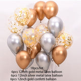 Christmas Gift 18pcs Metal Chrome Gold Silver Latex Balloons Transparent Golden Confetti Balloon Wedding Birthday Rose Gold Party Decor Balaos