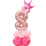 14 pcs Number Balloon Stand Foil Digital Balloons With Crow Wedding Birthday Party Decorations Kids Boy Girl Baby Shower Balloon