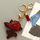Heart Keychain Leather Tassel Key Holder Metal Crystal Key Chain Keyring Charm Auto Pendant Gift
