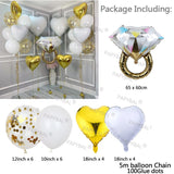 1Set Wedding Foil Balloons Set Bridal Shower Party Backdrop Decors Supplies Heart Gold Confetti Clear Latex Balloons Globos