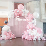 Pastel Baby Pink White Balloons Garland Arch 233pcs Chrome Silver  Balloon Baby Shower Birthday Wedding Anniversary Party Decor