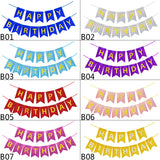 13 Flags Happy Birthday Banner Letter Print Shining Paper Bunting Garland for Kids Adults Birthday Party Decorations Supplies