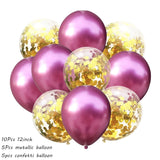 10Pcs Metal Latex Balloons Confetti Balloon Set For Wedding Birthday Party Balloon Decoration Baby Shower Helium Balloons