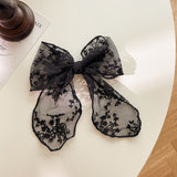 Cifeeo Summer Vacation Lace Hair Clip Black White Bow Knot Hair Barrettes For Women Ponytail Elegant Hairclip With Mesh Bow