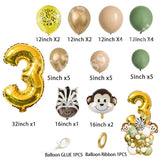 33pcs Avocado Green Metal Gold Balloon Kit With Figure Balloons For Kids Birthday Jungle Safari Party Decor DIY Home Supplies