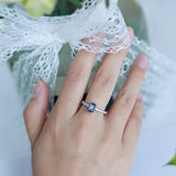 Cifeeo 1.15Ct Natural Iolite Blue Mystic Quartz Fine Ring Classic Engagement Rings For Women Jewelry
