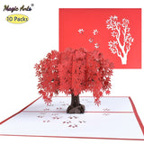 10 Pack 3D Maple Tree Pop-Up Flower Card for Mothers Day Birthday Anniversary All Occasions Greeting Cards