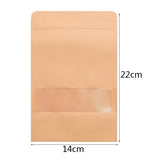 10pcs Transparent Window Kraft Paper Bags Stand Up Pouches Tea Coffee Bean Gift Candy Wrapping Supplies Food Storage Zipper Bags