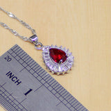 Back to school Cifeeo  Water Drop Red White Topaz  Jewelry Sets Women Stud Earrings/Pendant/Necklace/Ring/Bracelet Gift