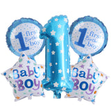 Christmas Gift One Year Party Decor Cake Toppers Round Blue&Pink Birthday Party Balloons 1 Year First Kids Birthday Banner DIY Home Supplies