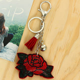 Heart Keychain Leather Tassel Key Holder Metal Crystal Key Chain Keyring Charm Auto Pendant Gift