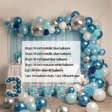 Christmas Gift 94pcs  Blue White Silver Metal Balloons Garland Gold Silver Confetti Balloon Arch Birthday Baby Shower Wedding Party Decor