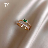 Luxury Zircon Double Student Opening Rings For Woman New Fashion Gothic Finger Jewelry Wedding Party Girl's Sexy Ring