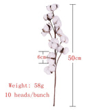 Natural Dried Cotton Flowers Stems Farmhouse Artificial Cotton Filler Floral Fake Flower DIY Home Wedding Christmas Decorations