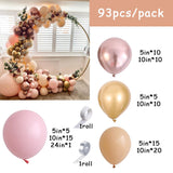 Cifeeo Christmas Gift 93Pcs/lot Chrome Champagne Balloon Garland Arch Kit Boho Wedding Decoration Peach Ballons For Birthday Party Baby Shower Decor