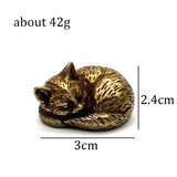 Vintage Brass Cute Cat Pocket Incense Holder Small Tea Pet Ornament Animal Pussycat Figurines Miniatures Desk Decorations Gifts