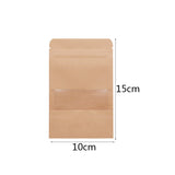 10pcs Transparent Window Kraft Paper Bags Stand Up Pouches Tea Coffee Bean Gift Candy Wrapping Supplies Food Storage Zipper Bags