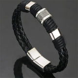 Cifeeo High Quality Stainless Steel Charm Bracelet Braided Black Brown Genuine Leather Bracelet for Men's Hand Wristband  Jewelry