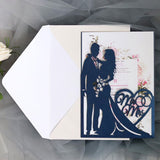 Cifeeo  100Pcs Bride And Groom Hollow Laser Cut Wedding Invitations Card Love Heart Greeting Card Valentine's Day Wedding Party Supplies