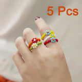 Christmas Gift New Korea Aesthetic Colourful Resin Acrylic Rings Set for Women Geometric Round Rings Girl Temperament Versatile Jewelry Gifts