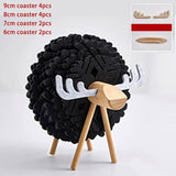 Christmas Gift New Sheep Shape Anti Slip Cup Pads Coasters Insulated Round Felt Cup Mats Japan Style Creative Home Office Decor Art Crafts Gift