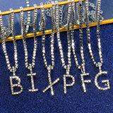 A-Z Custom Rhinestone Tennis Chain Letter Necklace for Women Men HipHop Jewelry Alphabet Pendant Necklace Choker Chain Wholesale