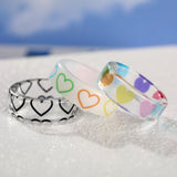 3Pcs Ins Korea Colorful Fashion Y2k Resin Heart Ring Set Acrylic Thick Round Rings For Women Party Wedding Jewelry Ring Set