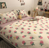 Cifeeo Rainbow Bedding Set Cartoon Printed Bed Linen Sheet Adult Kids Childs 4IN1 3IN1 Bedsheet with Duvet Cover Pillowcase All Season