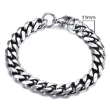 Christmas Gift Mens Simple 3-11mm Stainless Steel Curb Cuban Link Chain Bracelets for Women Unisex Wrist Jewelry Gifts