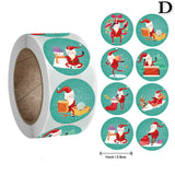 500pcs/roll Christmas Round Santa Claus Stickers Gift Packaging Sticker