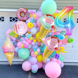 Cifeeo 1set Ice Cream Donut Lip Popcorn Candy Foil Balloons Baby Shower Happy Birthday Party Decoration Balloon Boy Girl Kid Cute Toys