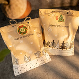 100Sets Merry Chritsmas Gift Bags Retro Kraft Paper Bag Santa Claus Penguin Candy Cookie Bags DIY Gift Wrapping Supplies