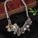 ZOSHI New Fashion Simulated Pearl Necklace for Women Flower Collars Trendy Necklaces & Pendants Statement Necklace Jewelry